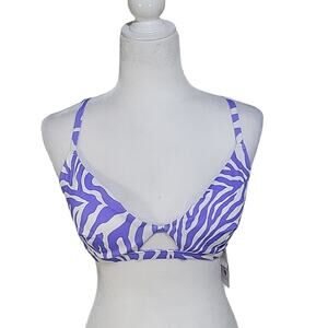 Shade & Shore Animal Print Bikini Swim Top, Purple/White, Women's 34D, NWT